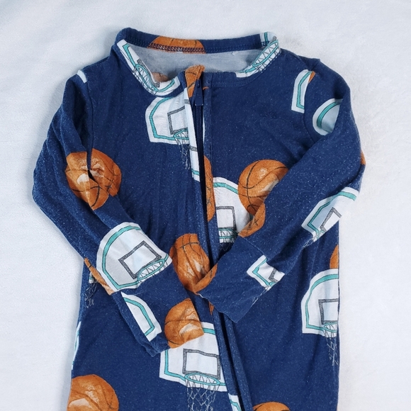 Posh Peanut Basketball Footed Sleepers Pajamas Footies Bamboo 3-6 Months - Picture 8 of 11